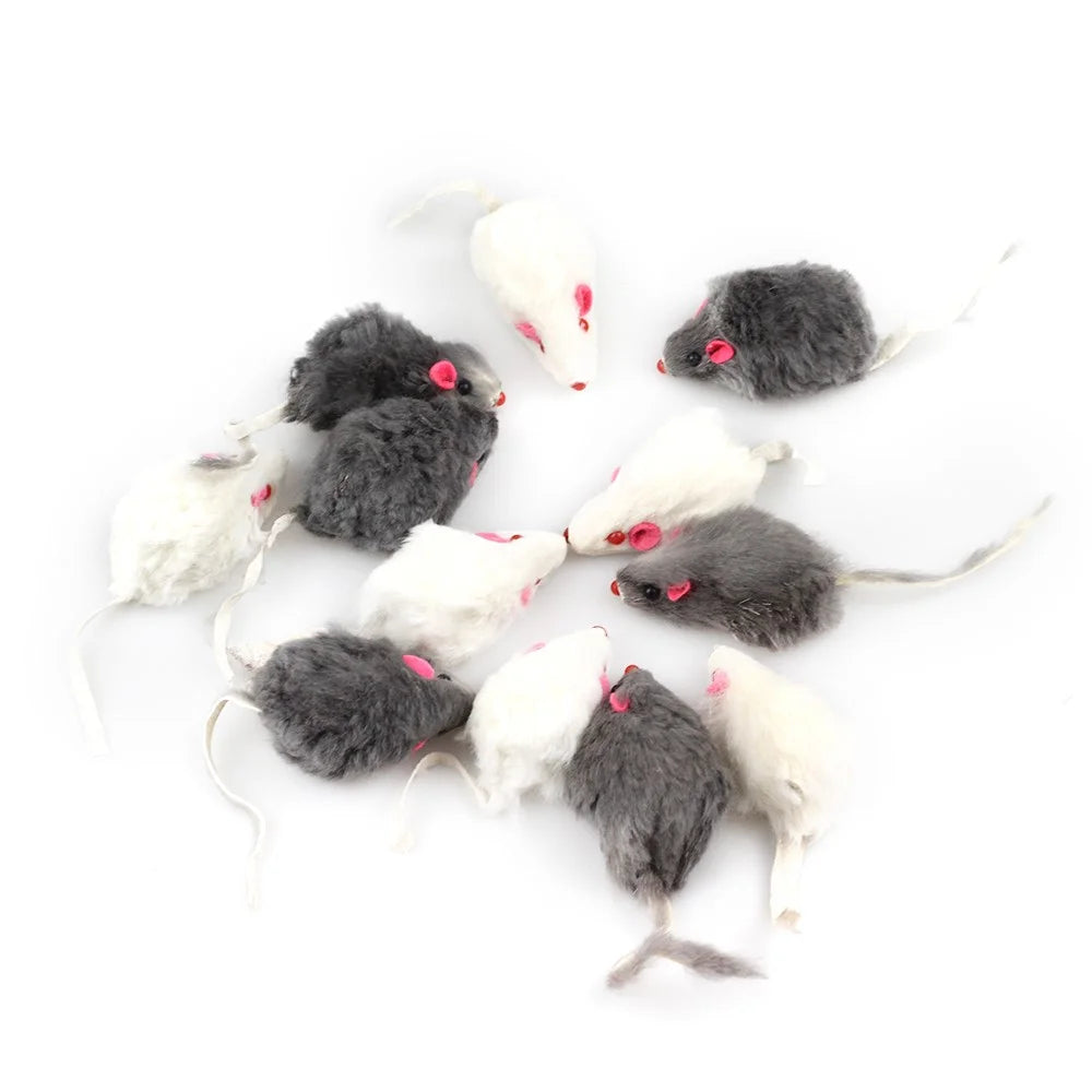 TG-CTOY0022 12Pcs Fur Mouse Imitation Mice Pet Cat Chewing Catch Playing Toy Pet Gift - 7