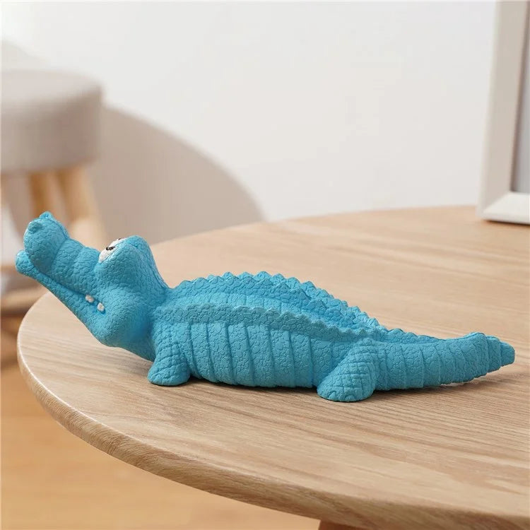 Crocodile Shape Natural Rubber Squeaky Pet Teeth Massage Toy Dog Chewing Bite Playing Sound Toy - Blue - 4