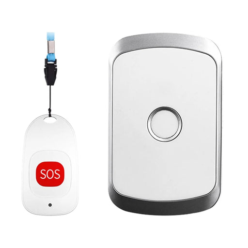 C20 Smart Home Wireless Pager Doorbell Old Man Emergency Alarm 80m Remote Waterproof Wireless Chime Bell EU Plug - Silver - 1