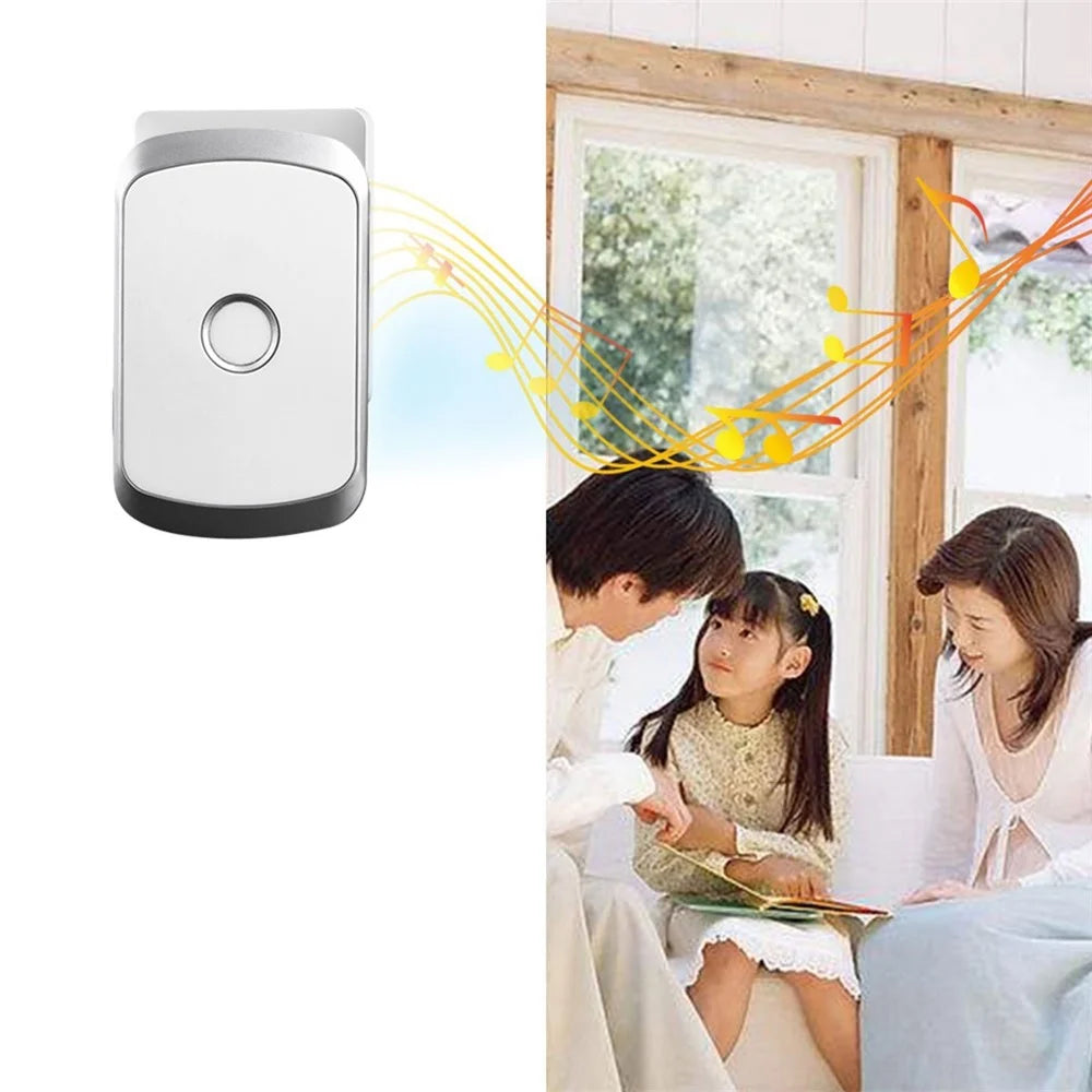C20 Smart Home Wireless Pager Doorbell Old Man Emergency Alarm 80m Remote Waterproof Wireless Chime Bell EU Plug - Silver - 3