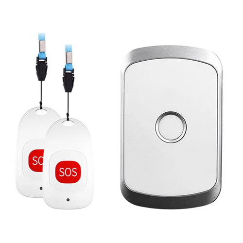 C20 Caregiver Call Button EU Plug Wireless Emergency SOS Smart Doorbell  Nurse Call Bell 2 Call Buttons and 1 Receiver for Elderly at Home - Silver - 1