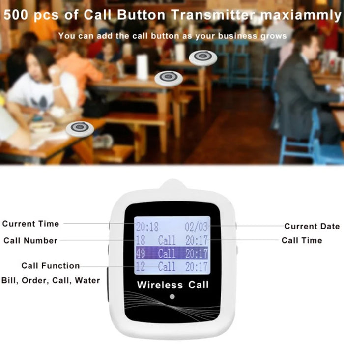 CTW07 EU Plug Wireless Elderly Emergency Alert Bell System with 5 SOS Call Buttons and 1 Digital Screen Receiver - White - 2