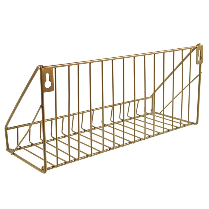 956 Living Room Bathroom Wall Storage Rack Iron Wall Mounted Shelf Holder, Size S - Gold - 6