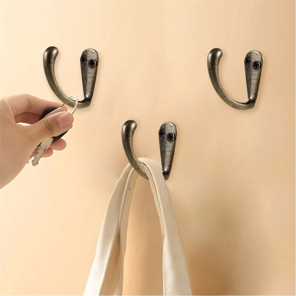 C32 Retro Zinc Alloy Hook Home Wardrobe Furniture Hanging Hook Clothes Bag Hanger - 4