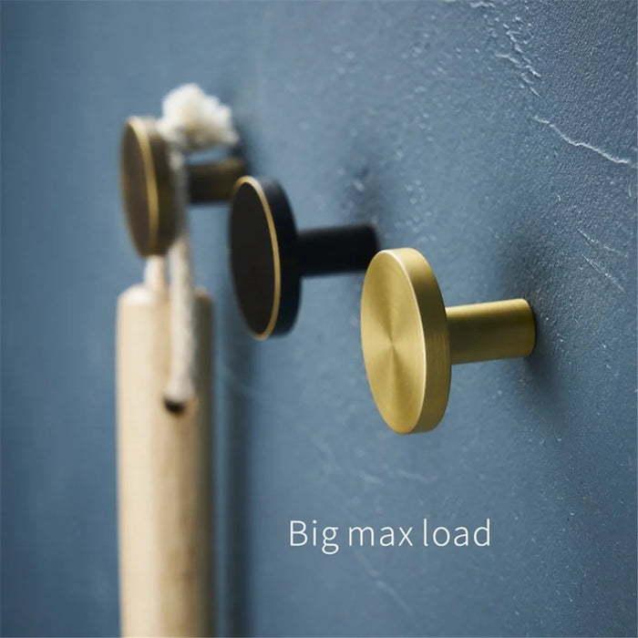 TA-00081 Large Round Coat Hook Brass Decorative Wall Mounted Hanger for Room Kitchen Bathroom - Gold/Black - 4