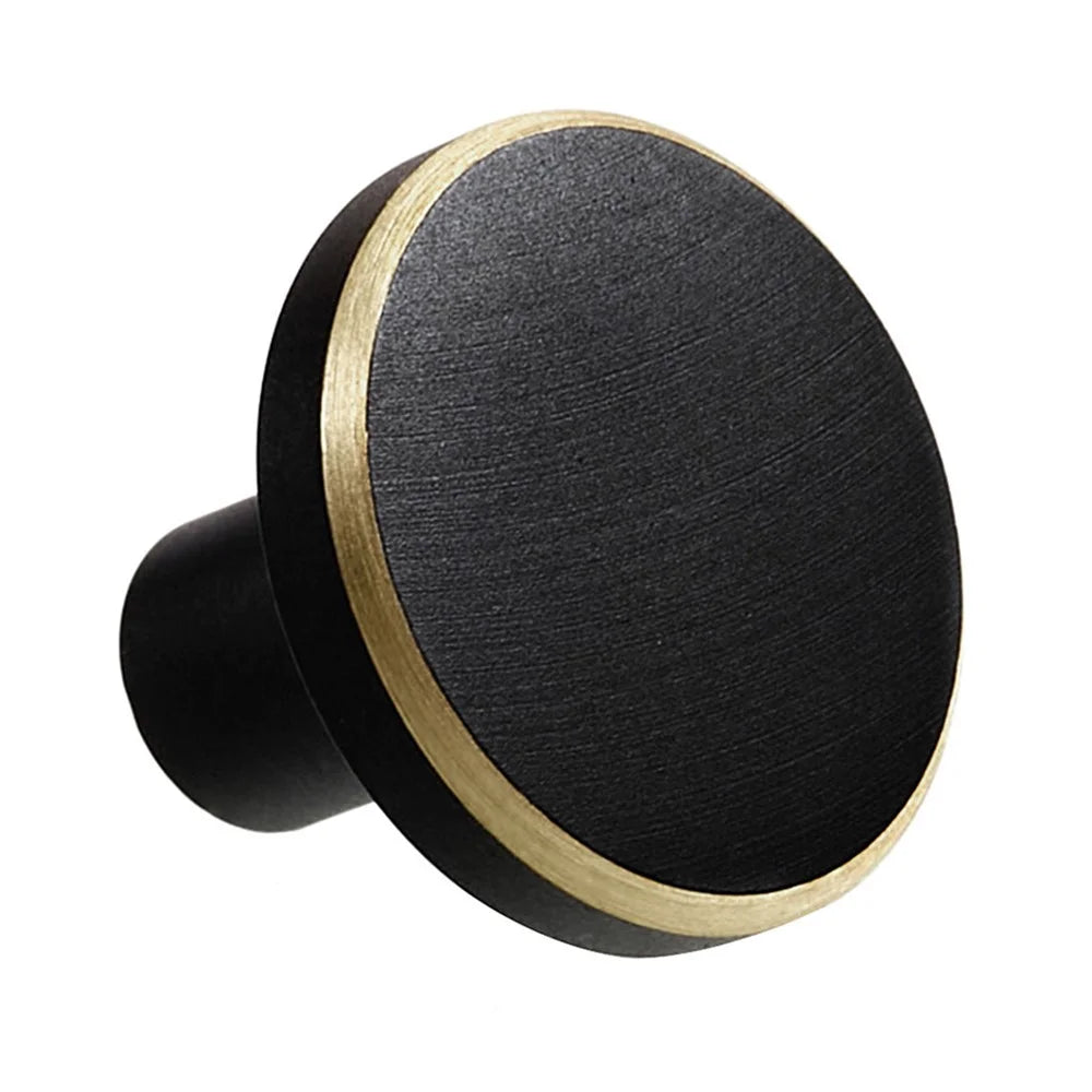 TA-00081 Small Round Brass Decorative Wall Hook Wall Mounted Hanger for Towel Coat Clothes - Gold/Black - 1
