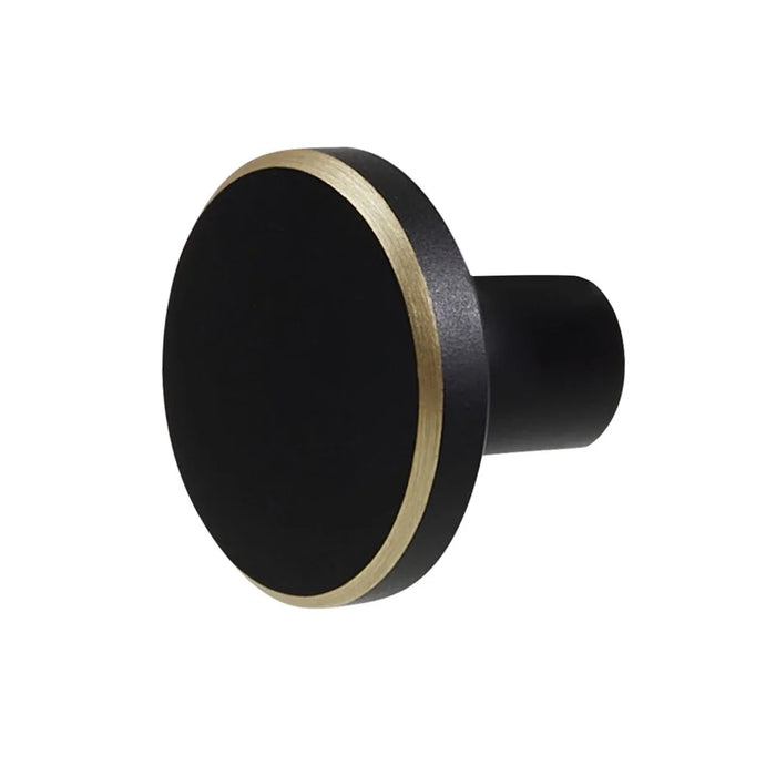 TA-00081 Small Round Brass Decorative Wall Hook Wall Mounted Hanger for Towel Coat Clothes - Gold/Black - 7