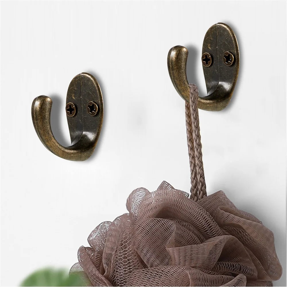 C23 Vintage Zinc Alloy Door Wall Hanging Hook Clothes Hat Towel Bag Hanger Hook (with Screws) - 3