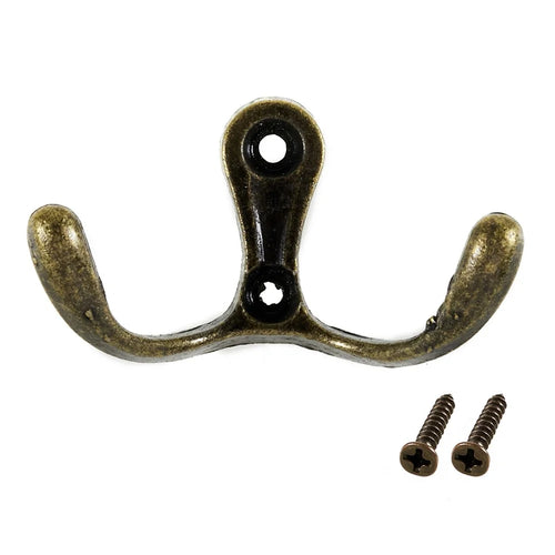C11 Dual-Hook Design Retro Zinc Alloy Wardrobe Door Wall Hook Clothes Hat Hanger Hanging Hook - 1