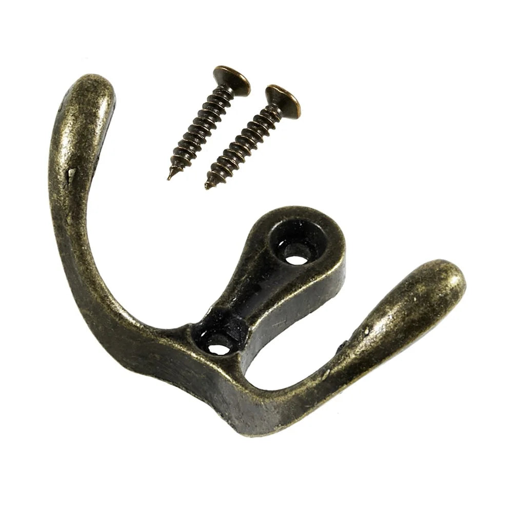C11 Dual-Hook Design Retro Zinc Alloy Wardrobe Door Wall Hook Clothes Hat Hanger Hanging Hook - 4