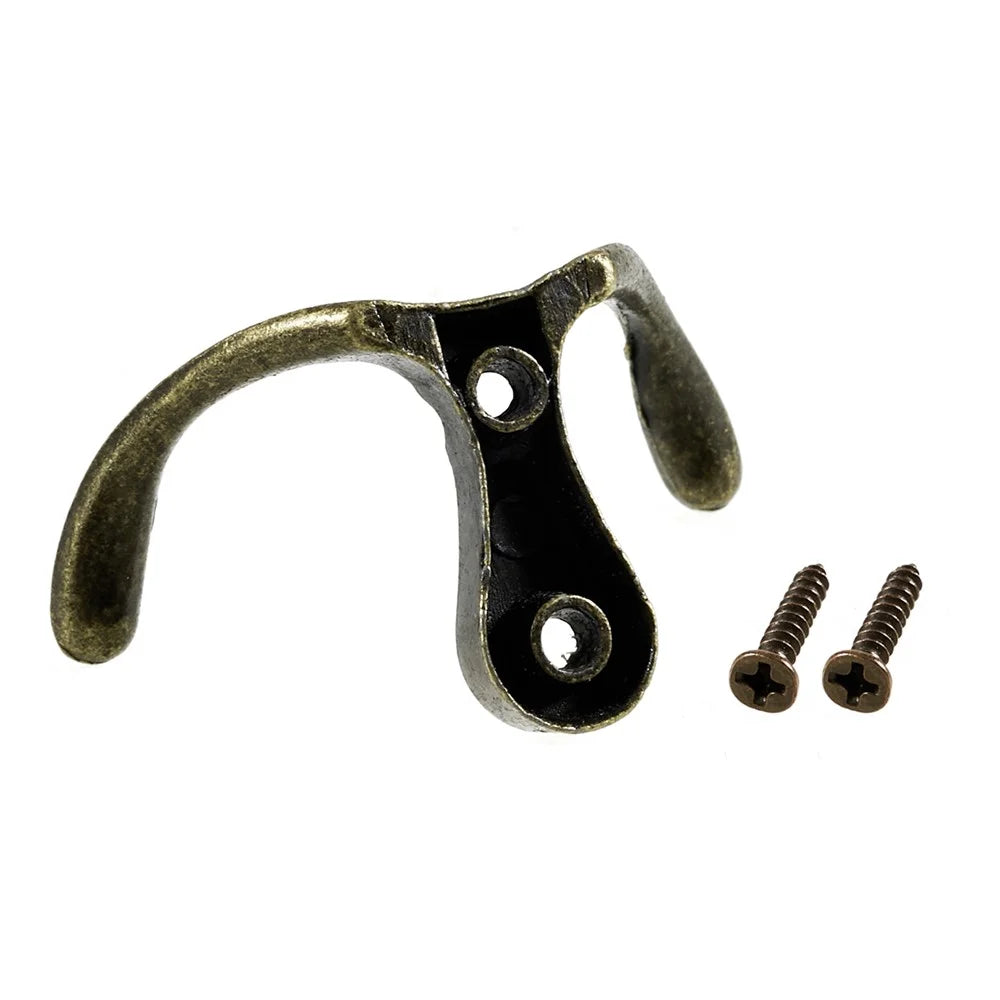C11 Dual-Hook Design Retro Zinc Alloy Wardrobe Door Wall Hook Clothes Hat Hanger Hanging Hook - 5