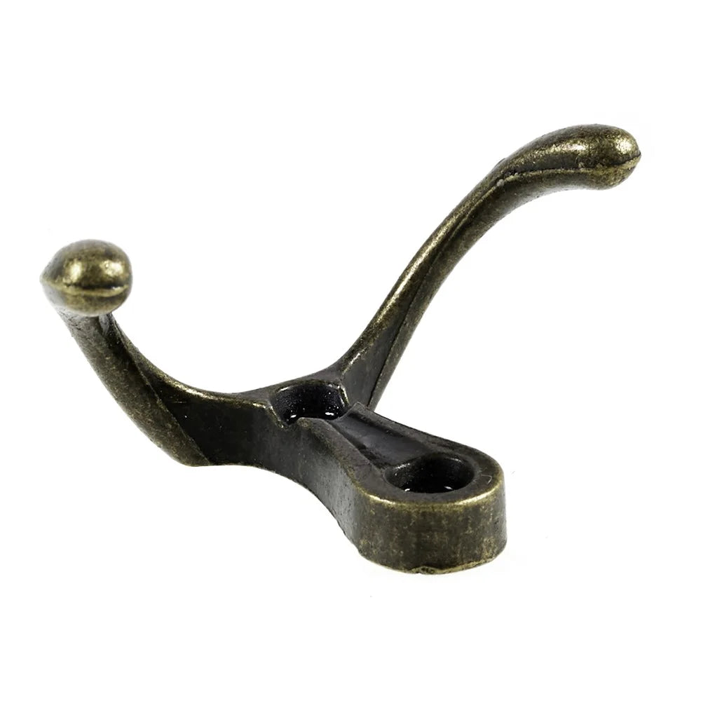 C11 Dual-Hook Design Retro Zinc Alloy Wardrobe Door Wall Hook Clothes Hat Hanger Hanging Hook - 6