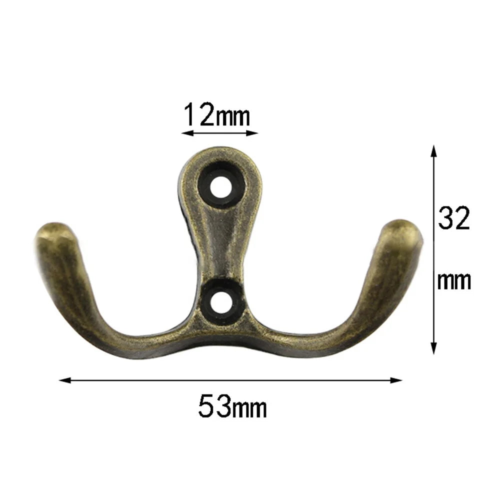 C11 Dual-Hook Design Retro Zinc Alloy Wardrobe Door Wall Hook Clothes Hat Hanger Hanging Hook - 7