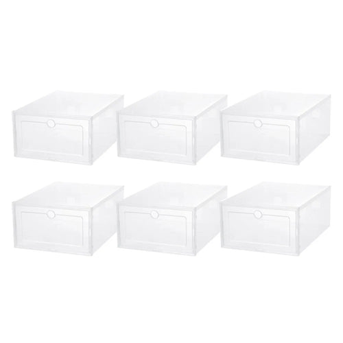 6Pcs Plastic Folding Storage Box Organizer Transparent Shoe Box Clear for Home Closet Shelf, for Man - 1