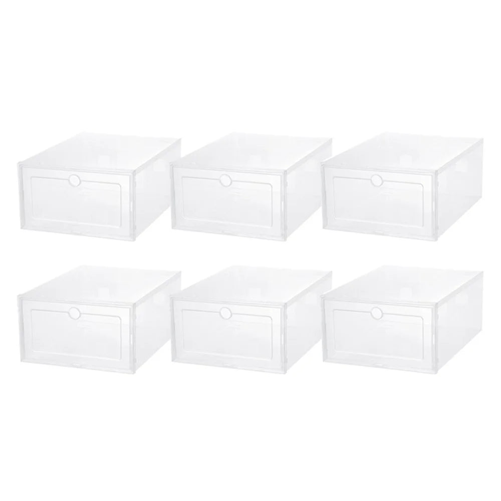 6Pcs Plastic Folding Storage Box Organizer Transparent Shoe Box Clear for Home Closet Shelf, for Man - 1