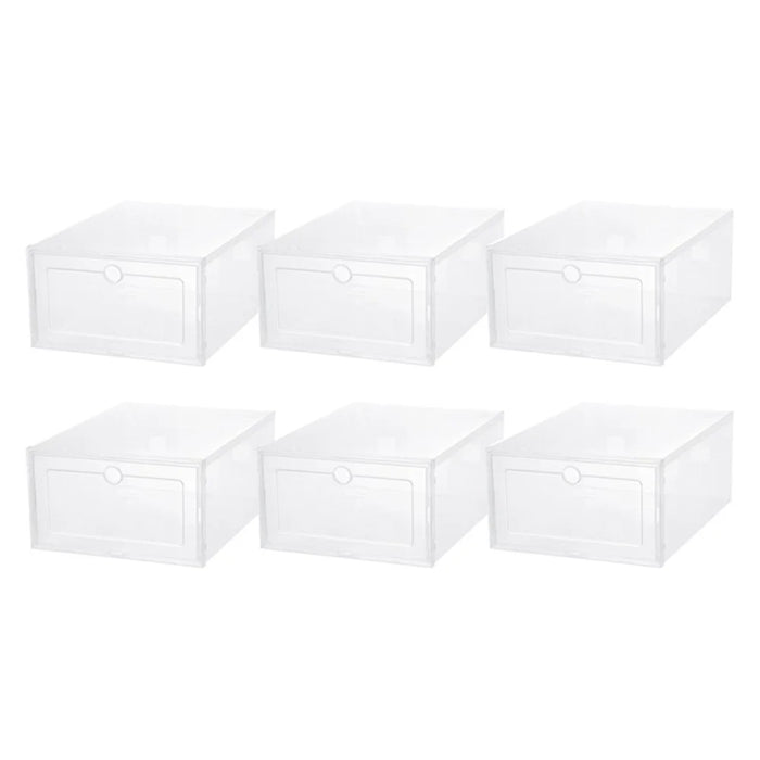 6Pcs Plastic Folding Storage Box Organizer Transparent Shoe Box Clear for Home Closet Shelf, for Man - 1