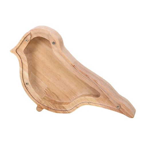 Creative Wooden Animal Piggy Bank Transparent Animal Coin Collect Box Piggy for Kids Gift - Bird - 1