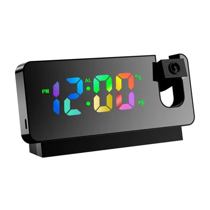 S282 Multifunctional Creative Alarm Clock Electronic Digital Time Temperature Calendar Color Screen Projection Alarm Clock (Colorful Version) - Black - 3