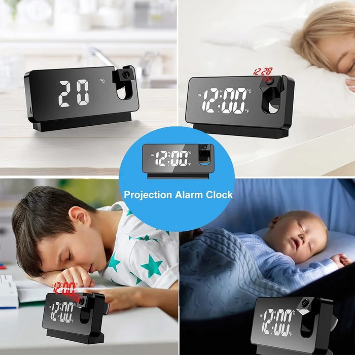 S282 Multifunctional Creative LED Screen Alarm Clock Electronic Digital Time Temperature Calendar Projection Alarm Clock (Standard Version) - Black - 3