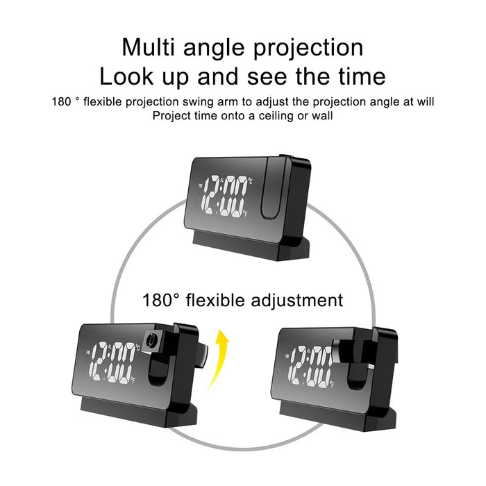 S282 Multifunctional Creative LED Screen Alarm Clock Electronic Digital Time Temperature Calendar Projection Alarm Clock (Standard Version) - Black - 6