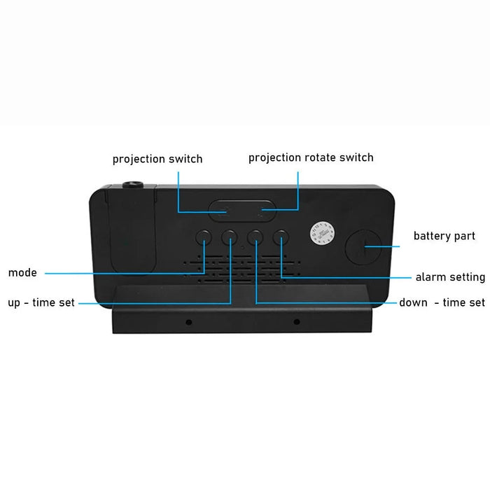 S282 Multifunctional Creative LED Screen Alarm Clock Electronic Digital Time Temperature Calendar Projection Alarm Clock (Standard Version) - Black - 7