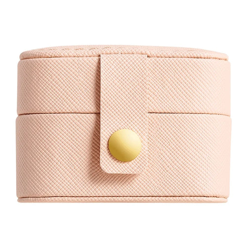 sp01244 Travel Jewelry Box Storage Organizer Square PU Leather Small Jewelry Case for Rings Earrings - Pink - 1