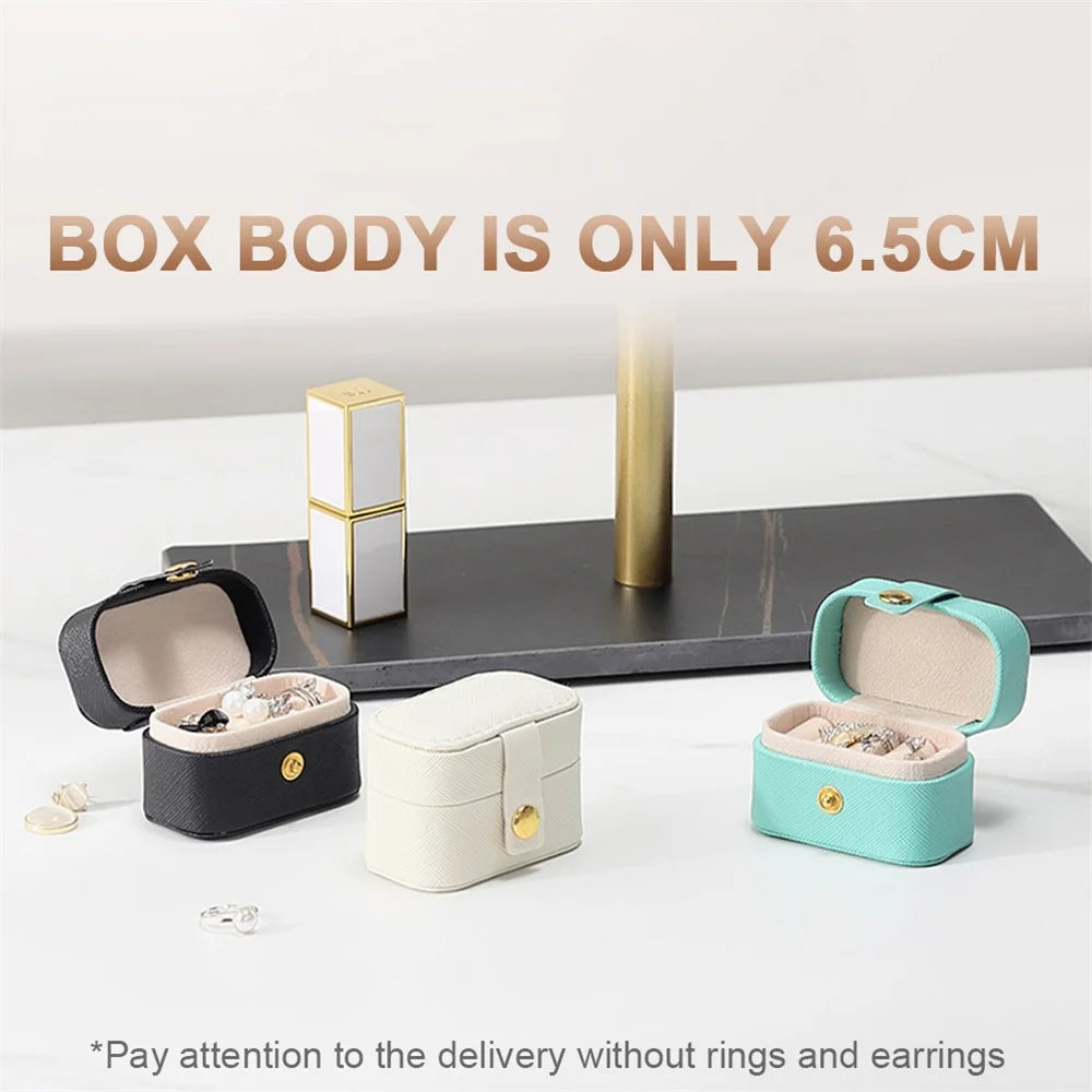 sp01244 Travel Jewelry Box Storage Organizer Square PU Leather Small Jewelry Case for Rings Earrings - Pink - 4