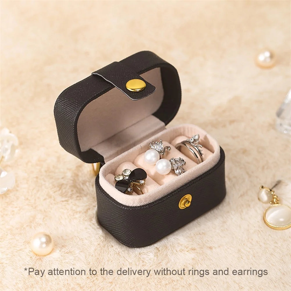 sp01244 Travel Jewelry Box Storage Organizer Square PU Leather Small Jewelry Case for Rings Earrings - Pink - 6