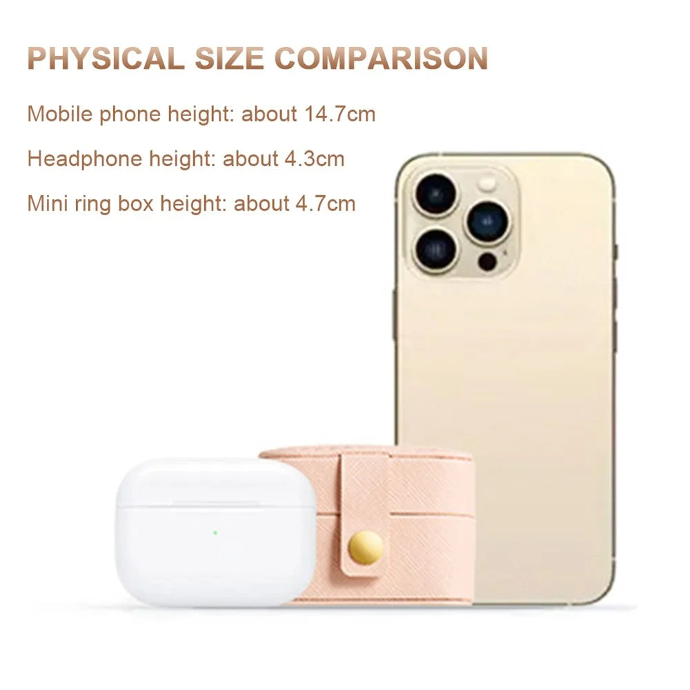 sp01244 Travel Jewelry Box Storage Organizer Square PU Leather Small Jewelry Case for Rings Earrings - Pink - 7