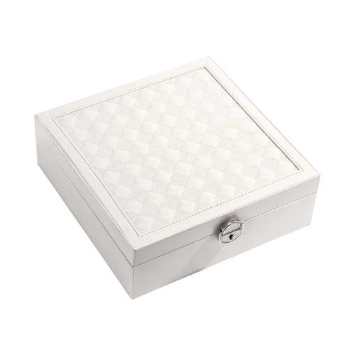 sp01130 Jewelry Storage Case with Mirror and Removable Tray, PU Leather Jewelry Display Box Organizer for Necklaces Earrings Rings Bracelets - White - 1