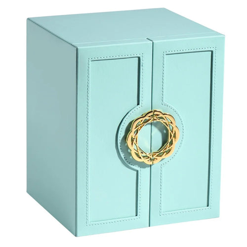 sp01181 5 Layers Jewelry Box Organizer PU Leather Jewelry Tray Drawer Storage Case for Earrings Rings Necklaces Bracelets - Blue - 1
