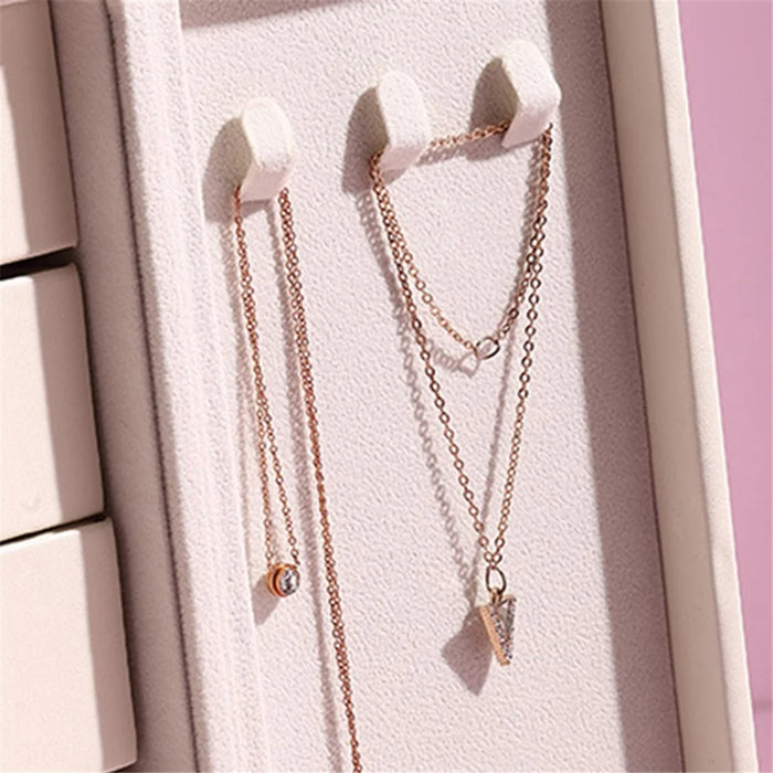 sp01181 5 Layers Jewelry Box Organizer PU Leather Jewelry Tray Drawer Storage Case for Earrings Rings Necklaces Bracelets - Blue - 3