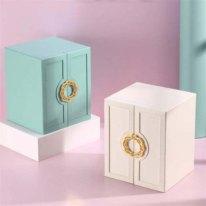 sp01181 5 Layers Jewelry Box Organizer PU Leather Jewelry Tray Drawer Storage Case for Earrings Rings Necklaces Bracelets - Blue - 4