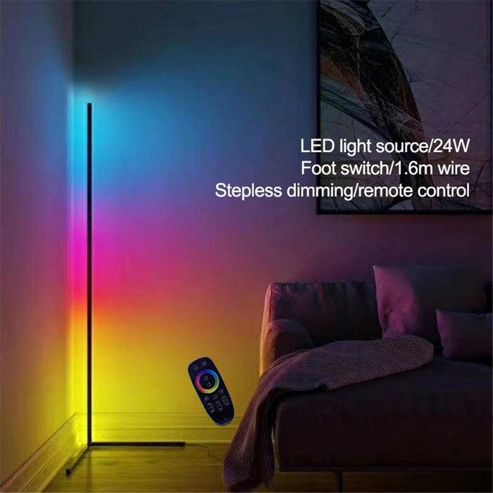 DH-L1004 1.12m RGB LED Corner Floor Lamp Dimmable Corner Light with Bluetooth-compatible APP and Touch Remote Control - Black / EU Plug - 4