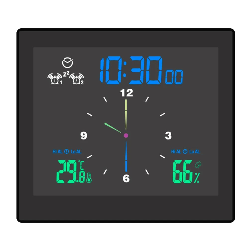 TS-WP10 Color Screen Alarm Clock Temperature Humidity Display Waterproof Bathroom Clock with Suction Cup - Black - 1