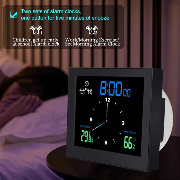 TS-WP10 Color Screen Alarm Clock Temperature Humidity Display Waterproof Bathroom Clock with Suction Cup - Black - 3