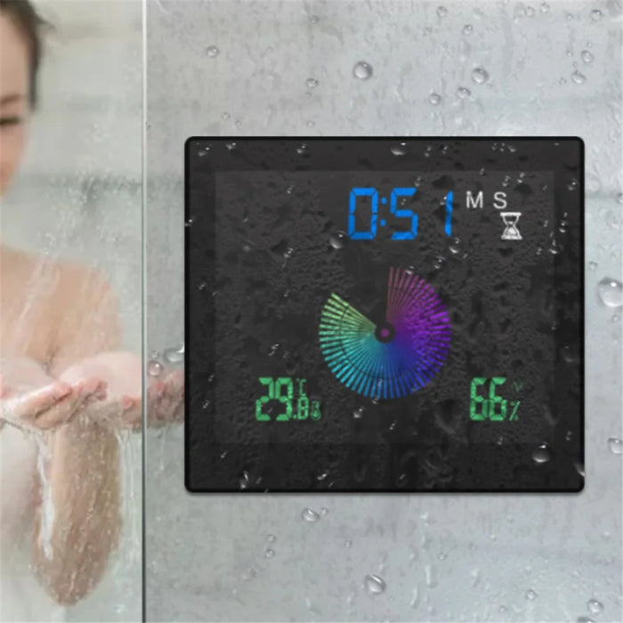 TS-WP10 Color Screen Alarm Clock Temperature Humidity Display Waterproof Bathroom Clock with Suction Cup - Black - 4