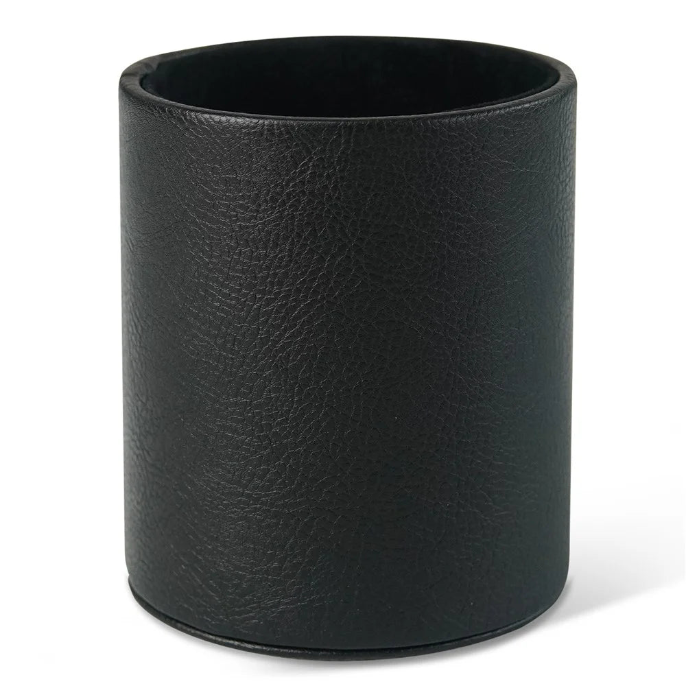 PU Leather + PVC Pen Holder Pencil Cup Makeup Brush Pen  Organizer School Office Desk Stationery - Black - 1