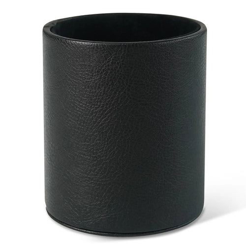 PU Leather + PVC Pen Holder Pencil Cup Makeup Brush Pen  Organizer School Office Desk Stationery - Black - 1