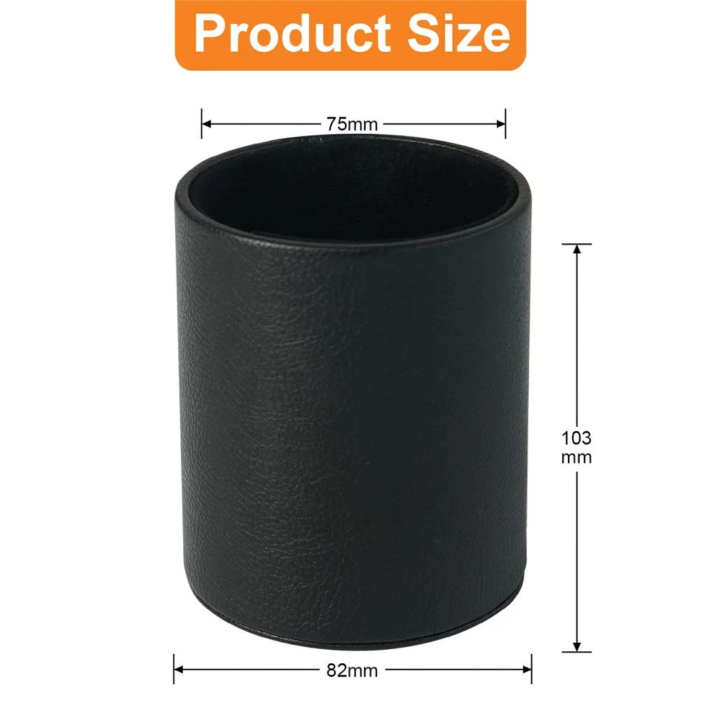 PU Leather + PVC Pen Holder Pencil Cup Makeup Brush Pen  Organizer School Office Desk Stationery - Black - 7