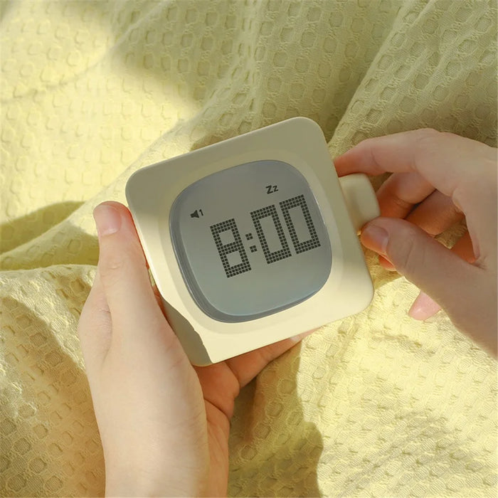 MUID H-CL-04 Smart Square Alarm Clock Bedside LED Wake-Up Night Light Desktop Digital Table Snooze Clock Home Decor - Yellow - 5