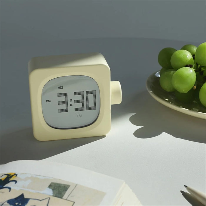 MUID H-CL-04 Smart Square Alarm Clock Bedside LED Wake-Up Night Light Desktop Digital Table Snooze Clock Home Decor - Yellow - 6