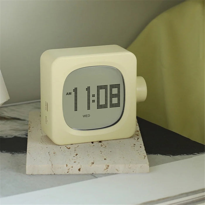 MUID H-CL-04 Smart Square Alarm Clock Bedside LED Wake-Up Night Light Desktop Digital Table Snooze Clock Home Decor - Yellow - 7