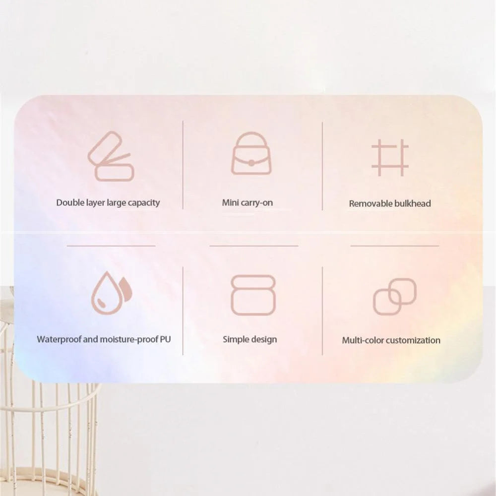 HJY015 Dual Layer PU Leather Jewelry Box Necklaces Earrings Rings Bracelets Travel Jewelry Storage Case - Bright Color - 3