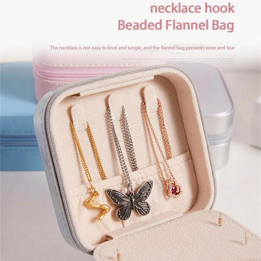 HJY015 Dual Layer PU Leather Jewelry Box Necklaces Earrings Rings Bracelets Travel Jewelry Storage Case - Bright Color - 4