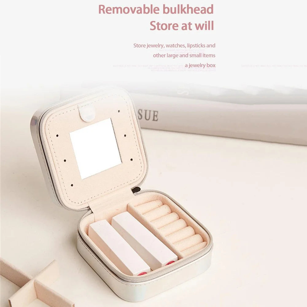 HJY015 Dual Layer PU Leather Jewelry Box Necklaces Earrings Rings Bracelets Travel Jewelry Storage Case - Bright Color - 5