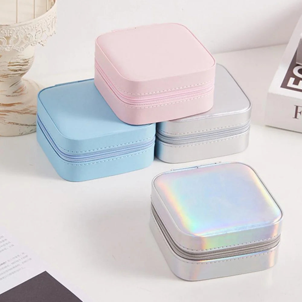 HJY015 Dual Layer PU Leather Jewelry Box Necklaces Earrings Rings Bracelets Travel Jewelry Storage Case - Bright Color - 6