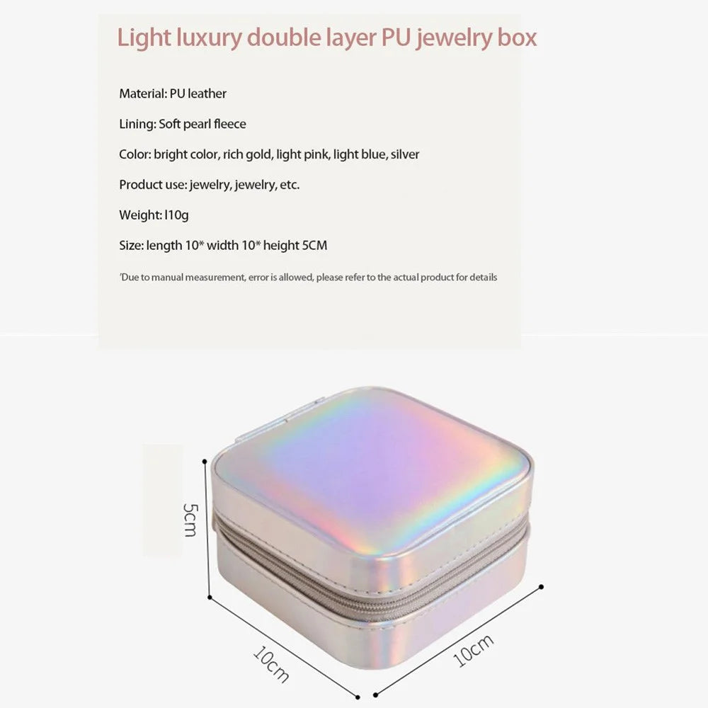 HJY015 Dual Layer PU Leather Jewelry Box Necklaces Earrings Rings Bracelets Travel Jewelry Storage Case - Bright Color - 7