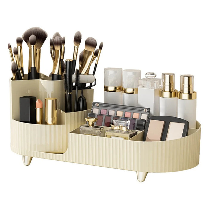 Makeup Organizer Storage Tray ABS+PET Dressing Table Cosmetic Rack Display Case Gift - Beige / 1 Set Rack - 1