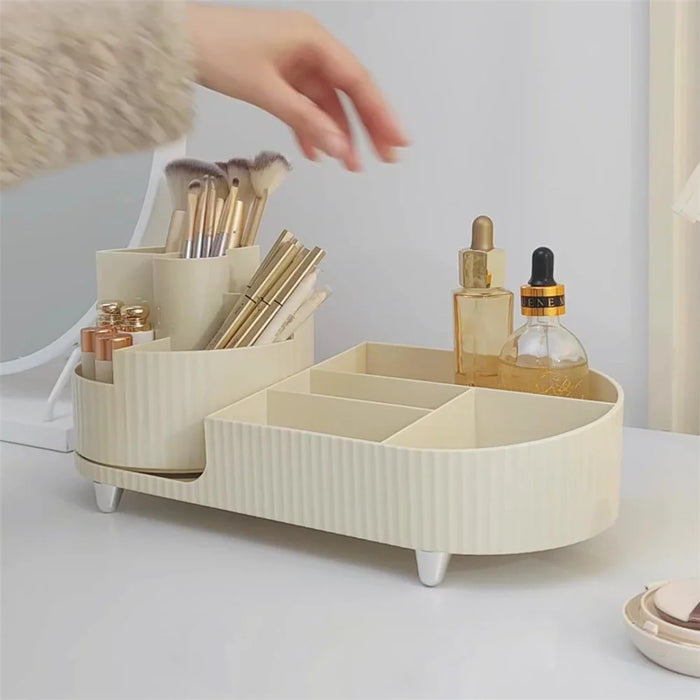 Makeup Organizer Storage Tray ABS+PET Dressing Table Cosmetic Rack Display Case Gift - Beige / 1 Set Rack - 4